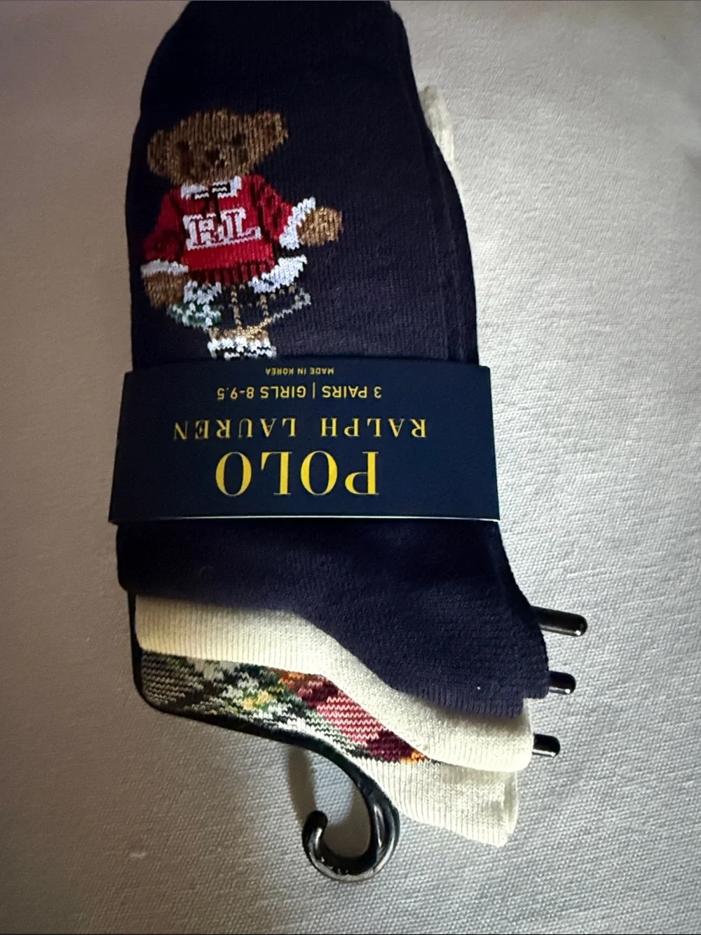 Polo by Ralph Lauren Navy Girls' Bear Ankle Socks - 3 Pack